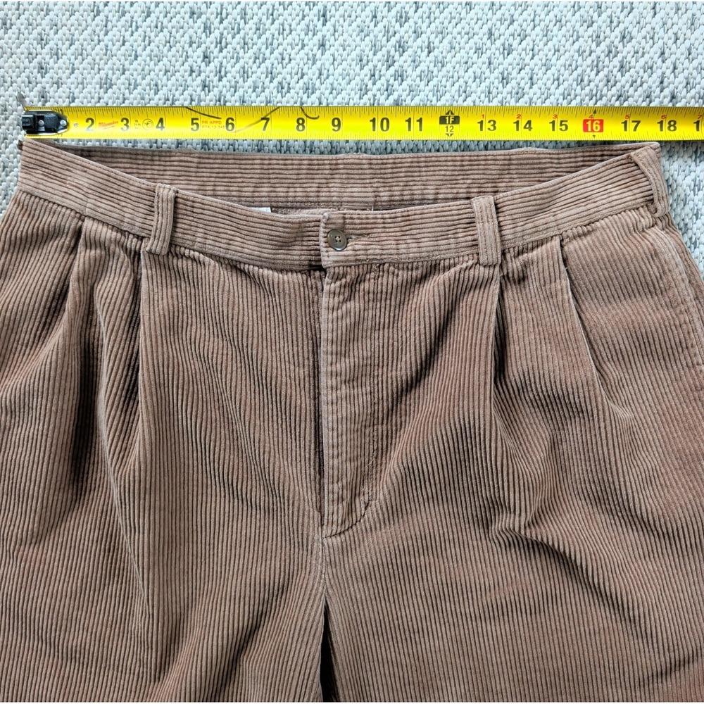 Vtg Jos A Bank CORDUROY Wide Wale Pants Mens 36x30 Brown Pleated Trousers Cuffed - Picture 4 of 12